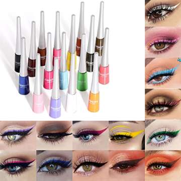 CmaaDu 14Pcs/Box 6g Popular Smooth Soft Bristles Eye Liner,Multicolor Matte Eyeliner Set,Super Slim Long-Lasting Eye Liner Pen-Multicolor