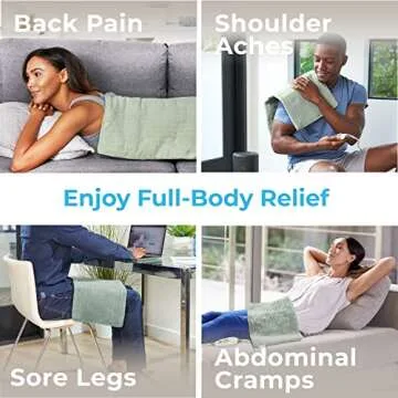 Pure Enrichment PureRelief XL Heating Pad - 12" x 24" Electric Heating Pad for Back Pain & Cramps, 6 Heat Settings, FSA/HSA Eligible, Soft Machine Wash Fabric, Auto-Off & Moist Heat (Zen Green)