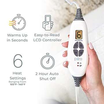 Pure Enrichment PureRelief XL Heating Pad - 12" x 24" Electric Heating Pad for Back Pain & Cramps, 6 Heat Settings, FSA/HSA Eligible, Soft Machine Wash Fabric, Auto-Off & Moist Heat (Zen Green)