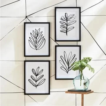 Modern Minimalist Botanical Leaf Prints Set of 4