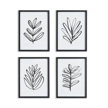 Modern Minimalist Botanical Leaf Prints Set of 4