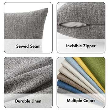 MIULEE Pack of 2 Decorative Throw Pillow Covers Linen Burlap Square Solid Farmhouse Modern Concise Throw Cushion Case Pillowcase for Sofa Car Couch 20x20 Inch 50x50 cm Grey
