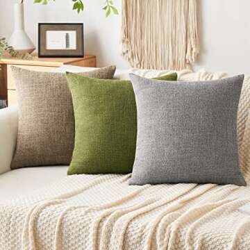 MIULEE Pack of 2 Decorative Throw Pillow Covers Linen Burlap Square Solid Farmhouse Modern Concise Throw Cushion Case Pillowcase for Sofa Car Couch 20x20 Inch 50x50 cm Grey