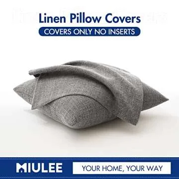 MIULEE Pack of 2 Decorative Throw Pillow Covers Linen Burlap Square Solid Farmhouse Modern Concise Throw Cushion Case Pillowcase for Sofa Car Couch 20x20 Inch 50x50 cm Grey