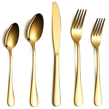 Berglander 20-Piece Gold Flatware Set - Elegant Stainless Steel Cutlery