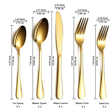 Berglander 20-Piece Gold Flatware Set - Elegant Stainless Steel Cutlery