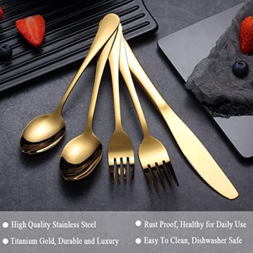 Berglander 20-Piece Gold Flatware Set - Elegant Stainless Steel Cutlery