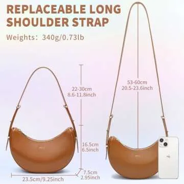 Keyli Small Shoulder Bag for Women Waterproof Leather Crescent Crossbody Bags for Girl Fashionable Casual Hobo Purses Designer polene Bags Soft Cute Shoulder Purse with Adjustable Strap Brown