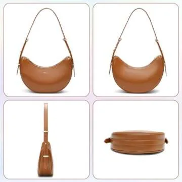 Keyli Small Shoulder Bag for Women Waterproof Leather Crescent Crossbody Bags for Girl Fashionable Casual Hobo Purses Designer polene Bags Soft Cute Shoulder Purse with Adjustable Strap Brown