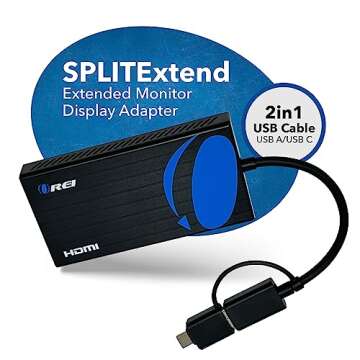 OREI SplitExtend HDMI Splitter Extended Display for Dual Monitor - Multi-Monitor Display 3 Separate Screens - USB A & USB-C Adapter to HDMI 2.0, 4K@30Hz Output 1, 1080p Output 2 for Windows, Mac OS G
