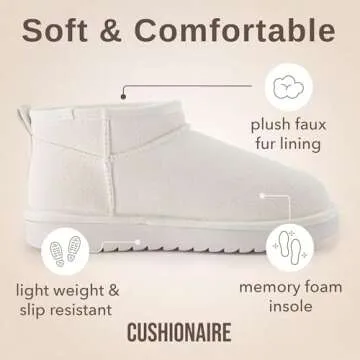 Cushionaire Suede Ankle Boots with Cozy Faux Fur Lining