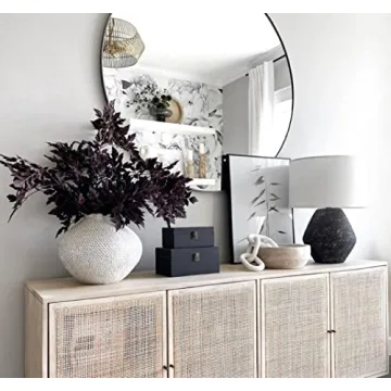 WHITE OAK VILLAGE 22" Wood Chain Link Decor and Beaded Garland Set - Hand Carved Decorative Wood Chain, Farmhouse Decor, Wooden Chain Link, Coffee Table Decor, Shelf Decor, White Washed