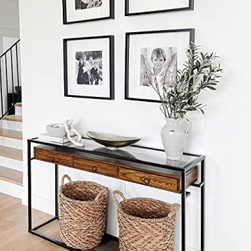 WHITE OAK VILLAGE 22" Wood Chain Link Decor and Beaded Garland Set - Hand Carved Decorative Wood Chain, Farmhouse Decor, Wooden Chain Link, Coffee Table Decor, Shelf Decor, White Washed