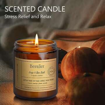 Relaxing Sage Sea Salt Scented Candle for Home & Gifts