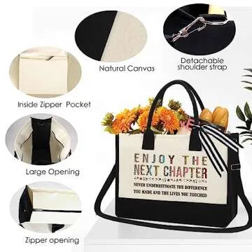 Enjoy the Next Chapter Canvas Tote Bag for Farewell and Retirement