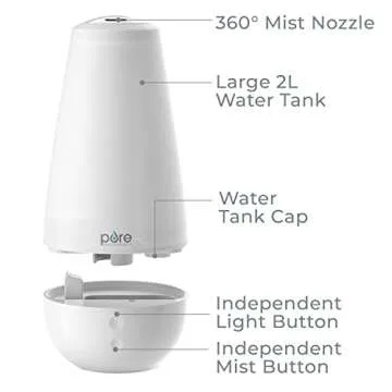 Pure Enrichment PureSpa XL 3-in-1 Cool Mist Humidifier, Essential Oil Diffuser & Mood Light - 2L Tank Provides Powerful Mist Coverage up to 350 sq ft in Bedroom, Office & Large Rooms