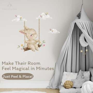 Large Fabric Removable Wall Decal – Peel-and-Stick, Animal Wall Stickers, Playroom & Nursery Decor...