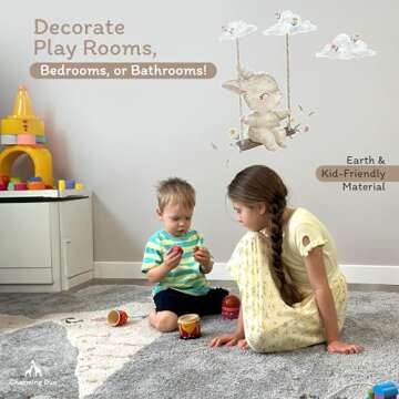 Large Fabric Removable Wall Decal – Peel-and-Stick, Animal Wall Stickers, Playroom & Nursery Decor – Bunny, Sensory-Textured Baby Nursery Decor & Kids Wall Decal by Charming Duo