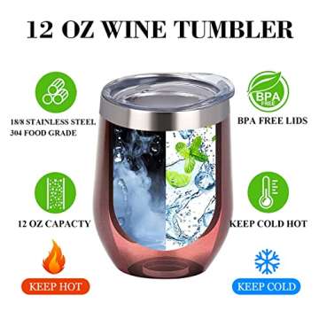 Valentines Day Gifts for Her Wife Women - 12 oz Wine Tumbler with Straws,Lids - Gifts for Mom Sister...