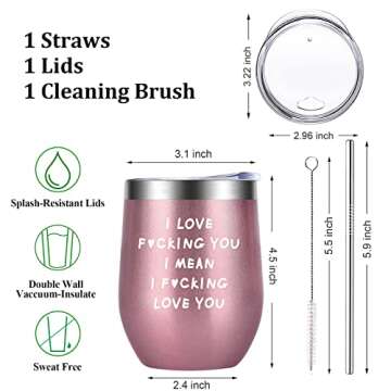 Valentines Gift 12 oz Wine Tumbler for Her Women