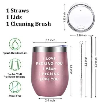 Valentines Gift 12 oz Wine Tumbler for Her Women