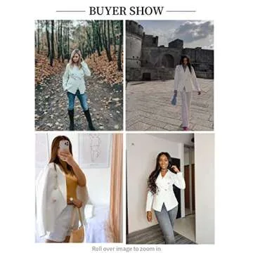 Dokotoo Women's Retro Double Breasted Open Front Long Sleeve White Blazer Office Tailored Blazers Notch Lapel Casual Jacket Stretchy Ladies Work Suit Plus Size XXLarge