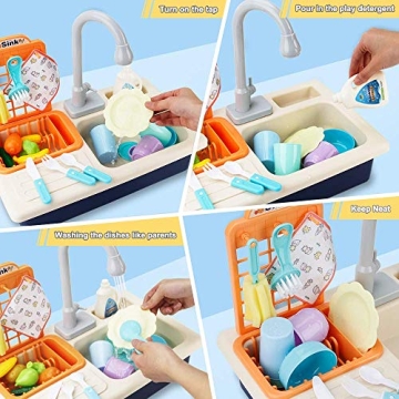 BOBXIN Play Sink: Kids Kitchen Toy with Running Water