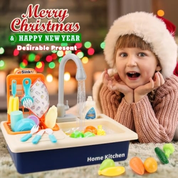 BOBXIN Play Sink: Kids Kitchen Toy with Running Water