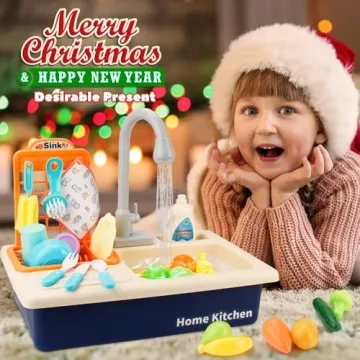 BOBXIN Play Sink: Kids Kitchen Toy with Running Water