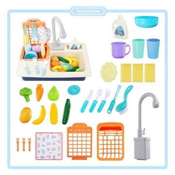 BOBXIN Play Sink: Kids Kitchen Toy with Running Water