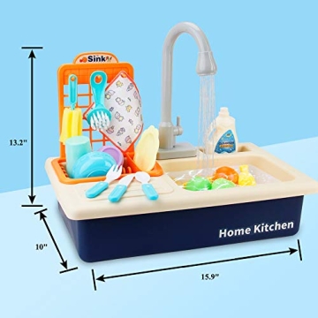 BOBXIN Play Sink: Kids Kitchen Toy with Running Water