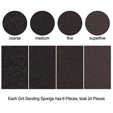 24 Pack Sanding Sponge Blocks Wet and Dry Sanding Block Coarse Medium Fine Superfine 4 Different Specifications, Washable and Reusable Sand Sponge Kit for Drywall, Metal, Wood