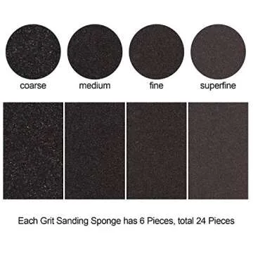 24 Pack Sanding Sponge Blocks Wet and Dry Sanding Block Coarse Medium Fine Superfine 4 Different Specifications, Washable and Reusable Sand Sponge Kit for Drywall, Metal, Wood