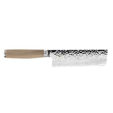 Shun Premier Blonde 5.5" Nakiri Knife, Handcrafted Japanese Vegetable Knife, VG-MAX Core with Damasc...