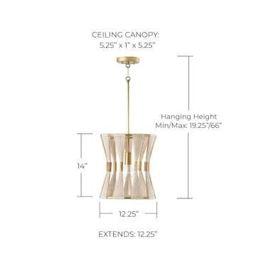 Capital Lighting Bianca Luxe Hand-Wrapped Rope Pendant Light, 14" H