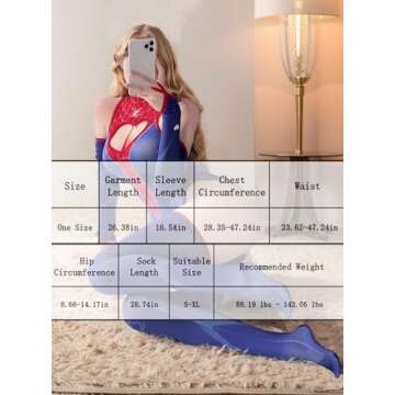 ST.Manrdy Women's High Waist One-Piece Anime Superhero Cosplay Bodysuit Sexy Lingerie for Women's Party Costume