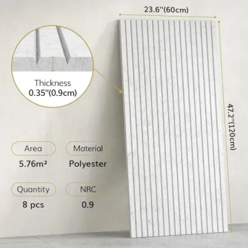 TONOR 8 Pack Large Acoustic Panels,48" X 24" X 0.35" Acoustical Wall Panel, Self-Adhesive Sound Proof Panels, Decorative Soundproof Wall Panels for Echo Absorption for Home Studio Office, Grey