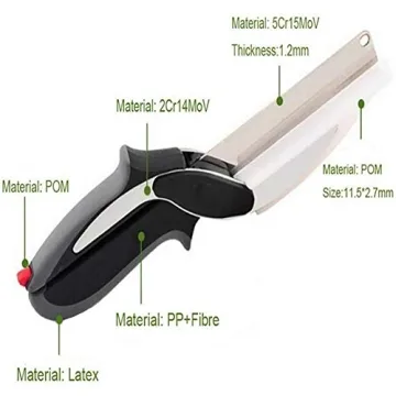 Viiwuu Food Cutter Scissors, Kitchen Food Scissors Slicer Smart Cutter Stainless Steel Knife with Built-in Cutting Board for Vegetables Fruits Chopper, Food Scissors, Vegetable Slicer Black