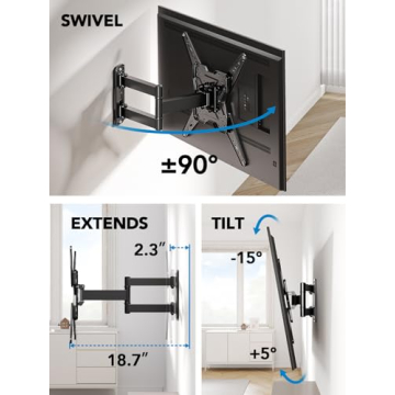 Pipishell Full Motion TV Wall Mount Swivel Tilt Extend