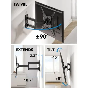 Pipishell Full Motion TV Wall Mount Swivel Tilt Extend