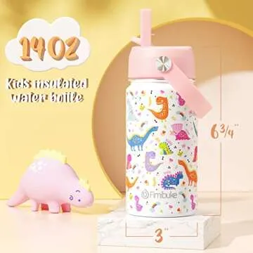 Fimibuke Kids Insulated Water Bottle, 14oz BPA FREE 18/8 Stainless Steel Travel Tumbler Double Wall ...