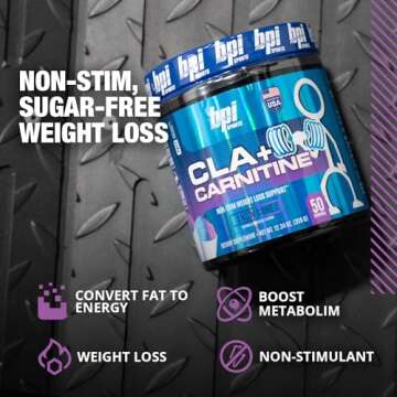 BPI Sports CLA + Carnitine – Conjugated Linoleic Acid – Weight Loss Formula – Metabolism, Performance, Lean Muscle – Caffeine Free – For Men & Women – Snow Cone – 50 servings – 12.34 oz.