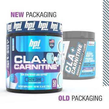 BPI Sports CLA + Carnitine – Conjugated Linoleic Acid – Weight Loss Formula – Metabolism, Performance, Lean Muscle – Caffeine Free – For Men & Women – Snow Cone – 50 servings – 12.34 oz.