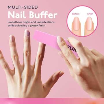 SUNUV 4PCS Cuticle Nippers, Cuticle Pusher with Nail File and Nail Buffer Set, Professional Stainless Steel Durable Pedicure Manicure Nail Care Tools