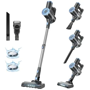 Cordless Vacuum Cleaner with Self-Standing, LED Screen Stick Vacuum Cleaners for Home, Lightweight P...