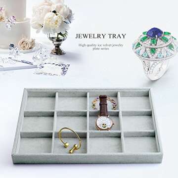 Oirlv Velvet Stackable Jewelry Display Trays 12 Grids Rings Earrings Bracelet Organizer Storage Tray...