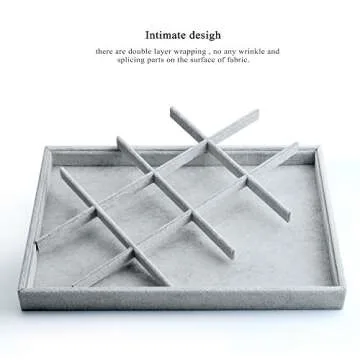 Oirlv Velvet Stackable Jewelry Display Trays 12 Grids Rings Earrings Bracelet Organizer Storage Tray(13.8"x1.29"x9.4")