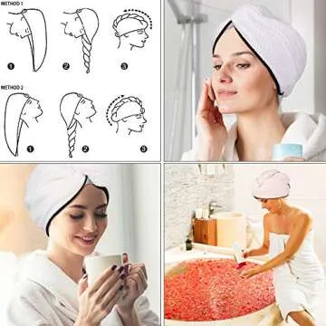 Microfiber Hair Towel Wrap Turban - Quick Dry Head Wraps Women Towel Hair Wrap Travel Towel Twist Hat Magic Drying Shower Wrap Absorbent Turbans Wrap for Sleeping Accessories - Double Hair Towel