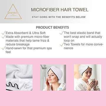 Microfiber Hair Towel Wrap Turban - Quick Dry Head Wraps Women Towel Hair Wrap Travel Towel Twist Hat Magic Drying Shower Wrap Absorbent Turbans Wrap for Sleeping Accessories - Double Hair Towel