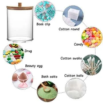 DoMiDoLa 3 Pack Acrylic Qtip Holder Dispenser for Cotton Ball Pad Round Swab Holder,Clear Plastic Apothecary Jars for Bathroom Canister Accessories Storage Organizer and Vanity Makeup Organizer